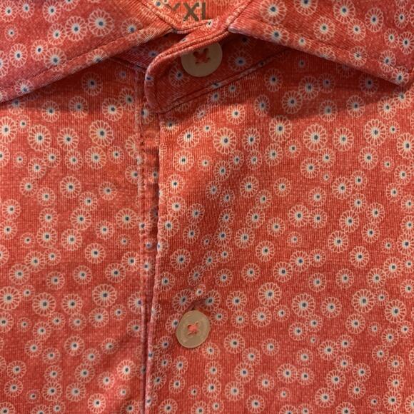 Johnnie-O 2XL Performance Stretch Golf Polo All Over Geometric Floral Print Pink - Picture 4 of 8